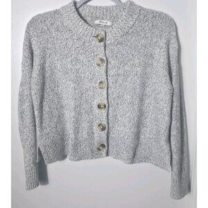 Madewell Cropped Cardigan XS Gray 100% Cotton Button Front Sweater. HL431